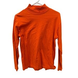 Abercrombie & Fitch Vintage Orange Mock Neck Long Sleeve Cotton Top Womens M